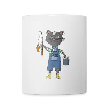 Fur and Fish Fishing Cat - Mug - white - Front