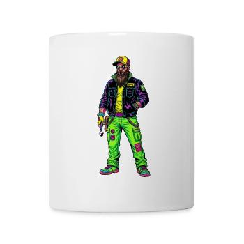 Ambiance urbaine barbue : style vert fluo ! - Mug blanc - blanc - Devant