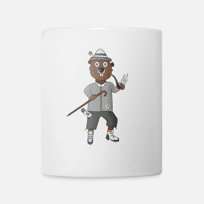 Don't give a damn, groundhog goes hiking - Mug - white