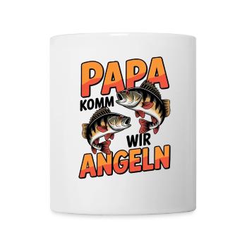 Papa komm wir angeln! Angelabenteuer mit Papa - Tasse - Weiß - Vorne
