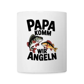 Papa komm wir angeln! Angelabenteuer mit Papa - Tasse - Weiß - Vorne
