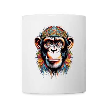 Colorful Monkey Portrait with Tribal Pattern - Mug - white - Front