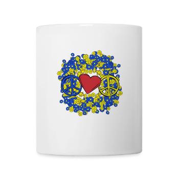 Peace Peace Symbol Flowers Heart Hearts Ukraine - Mug - white - Front