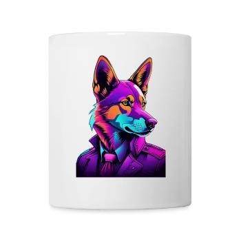 Loup néon dans le style cyberpunk - Mug blanc - blanc - Devant
