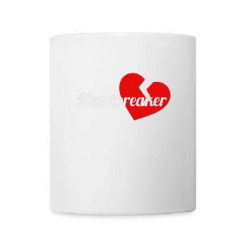 Heartbreaker mit weißer Schrift und rotem Herz - Tasse - Weiß - Vorne