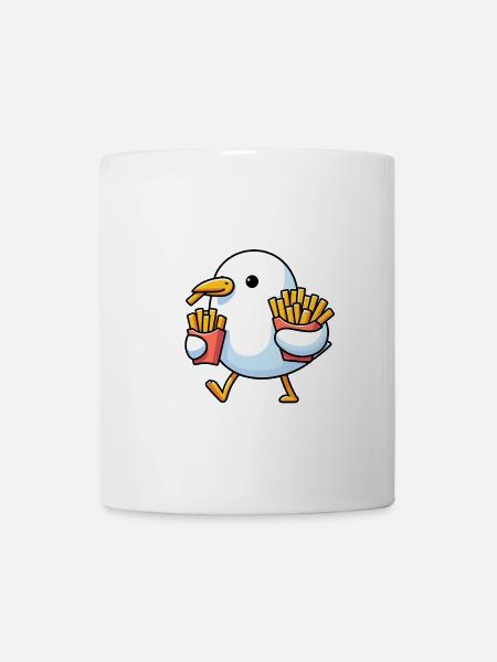 Diät Nordsee Möwe Pommes Frites Fries Fastfood - Tasse - Weiß