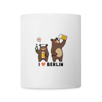Berlin Tourist Heart Bear avec de la bière et I Love Berlin - Mug blanc - blanc - Devant