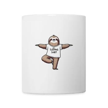 T-shirt de sommeil paresseux Chemise de yoga Calm & Yoga Blanc - Mug blanc - blanc - Devant