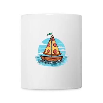 Voilier Ahoy Sea avec voile de pizza au salami - Mug blanc - blanc - Devant