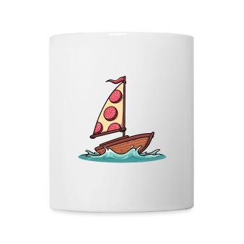 Ahoy Sea Sailboat Boat with Salami Pizza Sail - Mug - white - Front