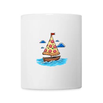 Ahoy Sea Sailboat Boat with Salami Pizza Sail - Mug - white - Front