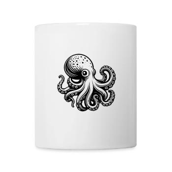 Krake Octopus in Schwarz Weiß - Tasse - Weiß - Vorne