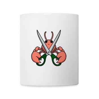 Comic Lobster Crab Lobster Crayfish Spiny Lobster Green Scissors - Mug - white - Front