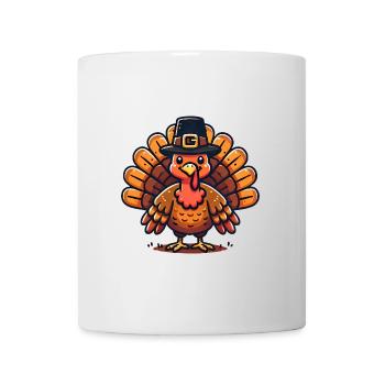 Thanksgiving Turkey in Pilgrim Hat Design - Tasse - Weiß - Vorne