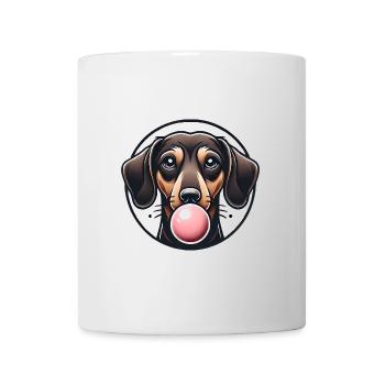 Dachshund with Bubblegum Graphic - Mug - white - Front