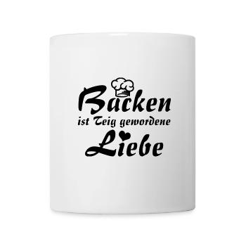 Backen ist Teig gewordene Liebe mit Bäckermütze - Tasse - Weiß - Vorne