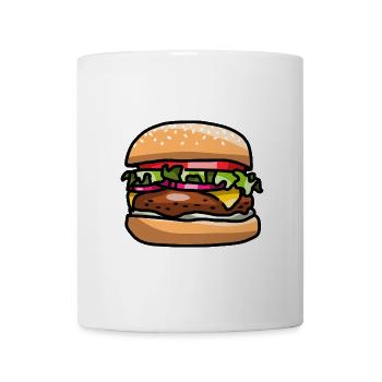 Comic Fast Food Burgers Hamburger Cheese Cheeseburgers - Mug - white - Front