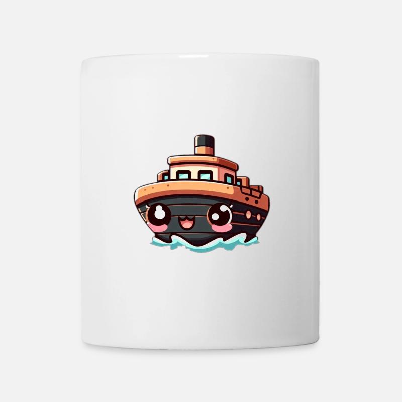 Navire joyeux avec des yeux - Mug blanc - blanc