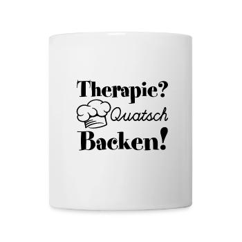 Backen ist meine Therapie mit Bäckermütze Spruch - Tasse - Weiß - Vorne