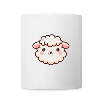 Conception de dessin animé mignon moelleux de visage de mouton - Mug blanc - blanc - Devant