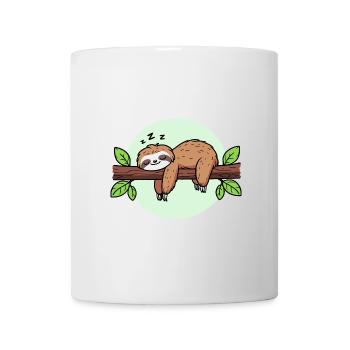 Paresseux branche écharpe chapeau dormir travail pause froid - Mug blanc - blanc - Devant