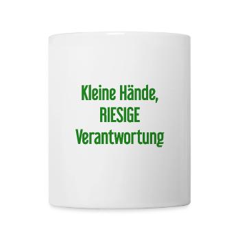 Small Hands, Huge Responsibility Parent Saying - Mug - white - Front