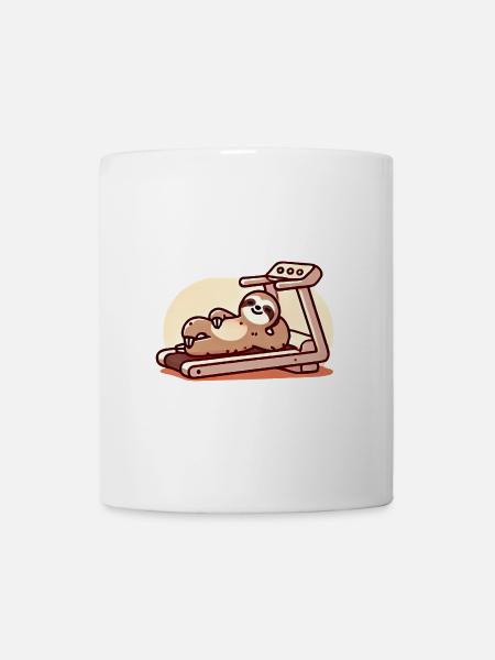 Entspanntes Faultier auf dem Laufband-Design - Tasse - Weiß