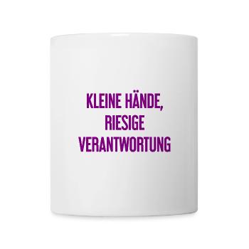 Kleine Hände, riesige Verantwortung Eltern-Spruch - Tasse - Weiß - Vorne