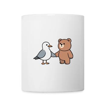 Moin Mouette Ours Amitié Amour Mains Tenant - Mug blanc - blanc - Devant