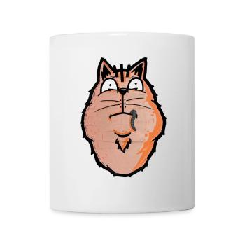 Katze mit Wurm im Maul - Tasse - Weiß - Vorne