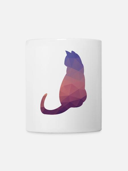 Cat mosaic purple abstract silhouette - Mug - white