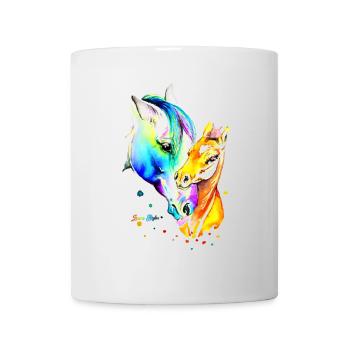 Jument et son poulain - Mug blanc - blanc - Devant