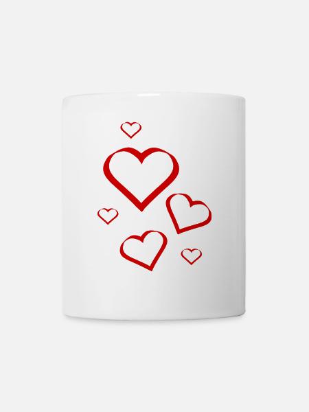 coeur rouge coeur rouge coeur rouge coeur rouge - Mug blanc - blanc
