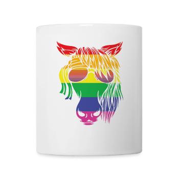 Pferd Pony Regenbogen Farben Brille Kopf Reiten - Tasse - Weiß - Vorne