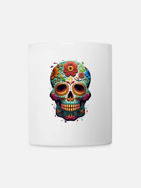 Crâne décoratif Méxicain - Mug blanc - blanc