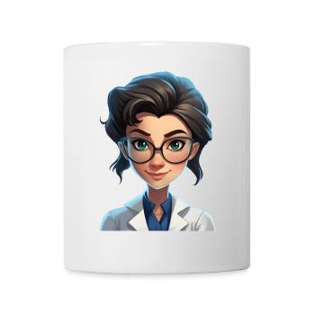 Portrait einer jungen Frau im Cartoon Stil - Tasse - Weiß - Vorne