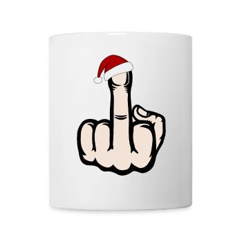 Doigt du milieu Icône de la main de Noël - Mug blanc - blanc - Devant