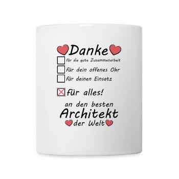 Danke an besten Architekt Abschiedsgeschenk - Tasse - Weiß - Vorne