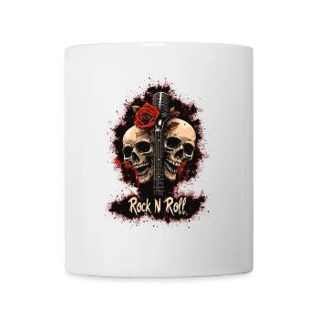 Rock N Roll Skull Electric Guitar Rose Music Rocker - Mug - white - Front