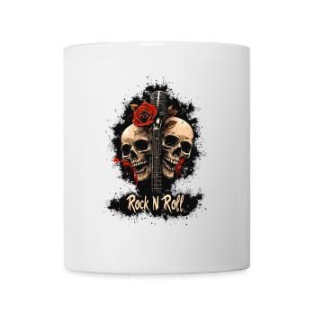 Rock N Roll Skull Electric Guitar Rose Music Rocker - Mug - white - Front
