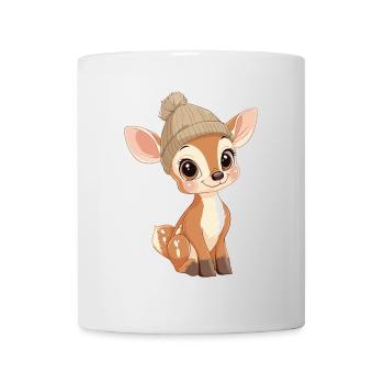 cerf mignon mignon bébé enfants animal fauve dessin animé - Mug blanc - blanc - Devant