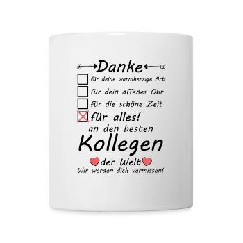 Ich werde dich vermissen Kollege Danke Abschied - Tasse - Weiß - Vorne