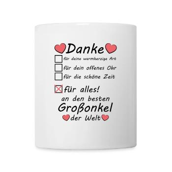 Großonkel Vatertag Danke sagen Geburtstag - Tasse - Weiß - Vorne