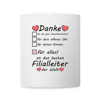 Beste Filialleiter Danke sagen zum Abschied - Tasse - Weiß - Vorne