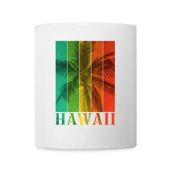 Hawaii Aloha Palmen Strand Meer Insel Vintage Bunt - Tasse - Weiß - Vorne