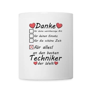 Beste Techniker Danke sagen zum Abschied Rente - Tasse - Weiß - Vorne
