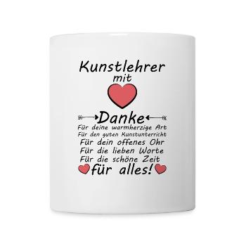 Kunstlehrer Danke sagen Dankeschön zum Abschied - Tasse - Weiß - Vorne
