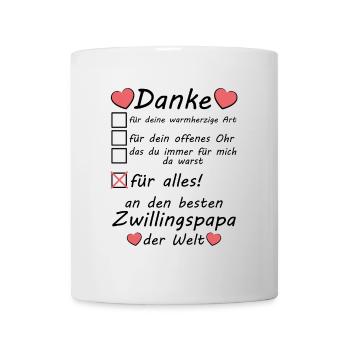 Beste Zwillingspapa Danke sagen Vatertag - Tasse - Weiß - Vorne