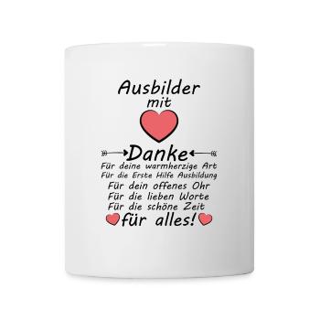 Ausbilder Erste Hilfe Ausbildung Danke sagen - Tasse - Weiß - Vorne