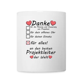Beste Projektleiter Danke Dankeschön zum Abschied - Tasse - Weiß - Vorne